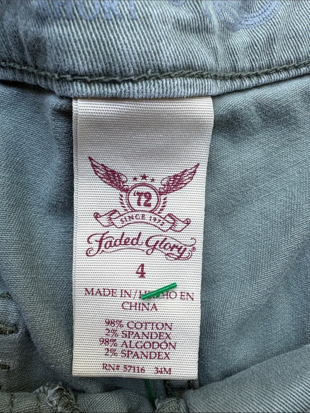 Faded Glory Women's Sage Green Utility 98% Cotton Shorts Size 4 - Picture 3 of 4